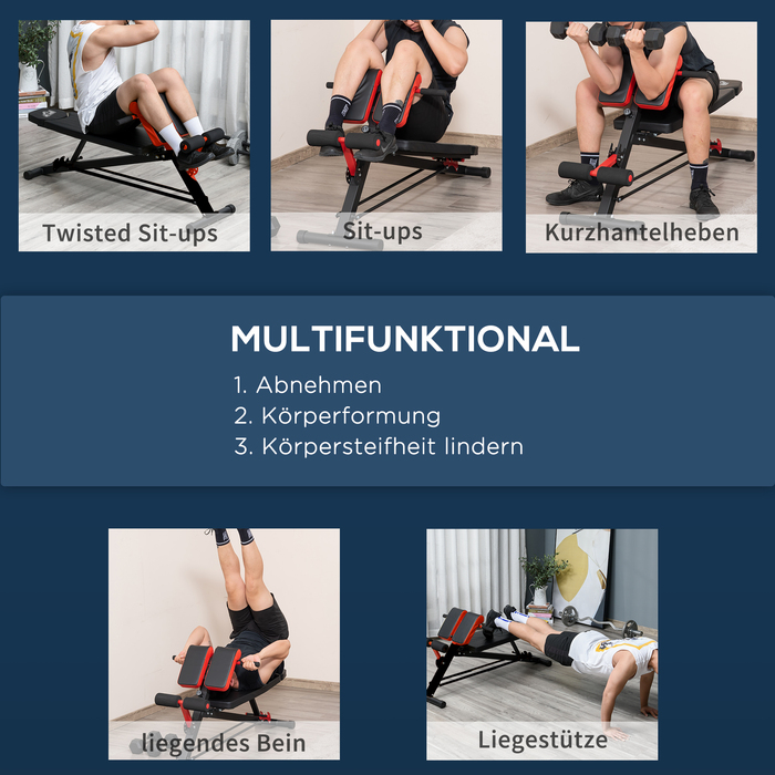 HOMCOM Multi Weight Bench Регульована похила лава для фітнесу Тренажер для живота чорний 64 x 146 x 73.5-85 см для ефективного тренування