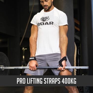 Роар® ремені для підйому штанги (м'які) для силових тренувань, бодібілдингу, фітнесу - ремені для тяги - підйомні ремені - для жінок та чоловіків (Чорний)