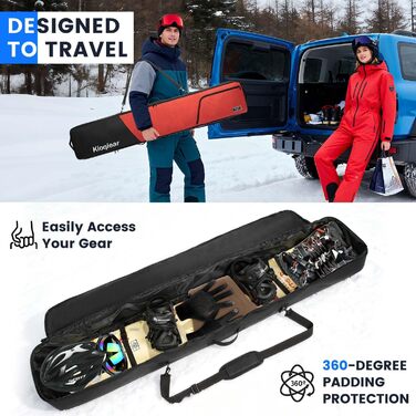 Сумка для сноуборду та черевиків Kioqiear з підкладкою, до 165 см та 43 розмір, комплект з 2 сумок