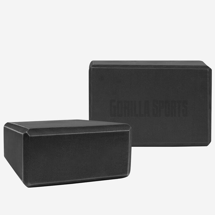 Набір блоків для йоги та пілатеса GORILLA SPORTS® (2 шт.), 23,5 x 15 x 8 см, протиковзаючі, EVA піна, чорні