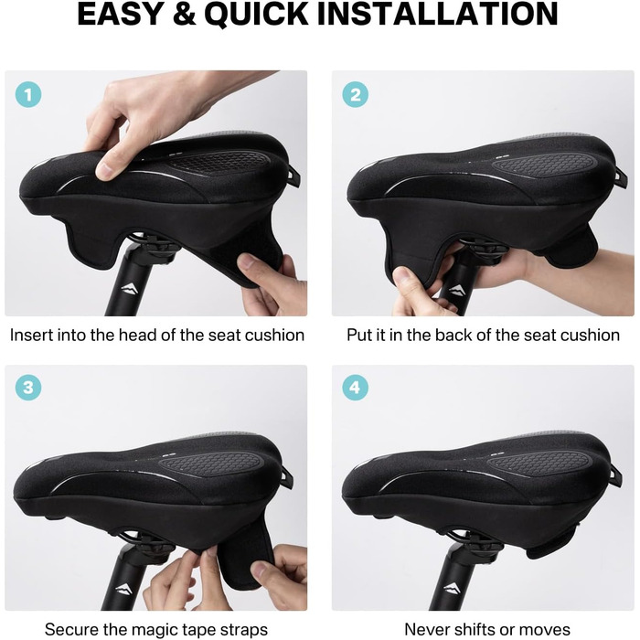 Накидка на сидіння велосипедне, ергономічна гелева підкладка, м'яка та зручна, з дощем. Підходить для жінок та чоловіків, чорна, вузька