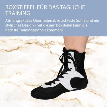 Боксерські черевики Ju-Sports C25 для чоловіків та жінок - легкі боксерські черевики з неслизькою гумовою підошвою, чорно-білі, 42 EU