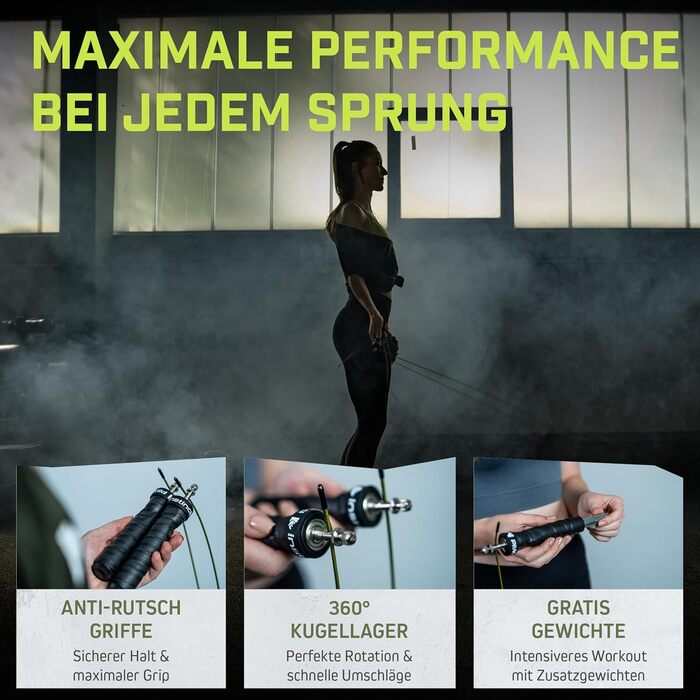 Скакалка Wild Instincts Profi, сталева, 3м, з підшипниками, антиковзкі ручки, додаткові обважнювачі, у комплекті чохол, для фітнесу, дорослих