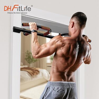 Кімнатна турнік DH FitLife для дверей без свердління, мультигрип | Турнік для підтягувань на двері, 65-92 см