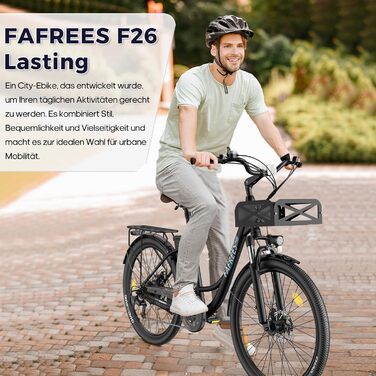 Електровелосипед Fafrees F26 26 дюймів, 250Вт, 36В 20.3А·год, для міста, для жінок і чоловіків, запас ходу 80-200 км, навантаження 120 кг, 7 швидкостей