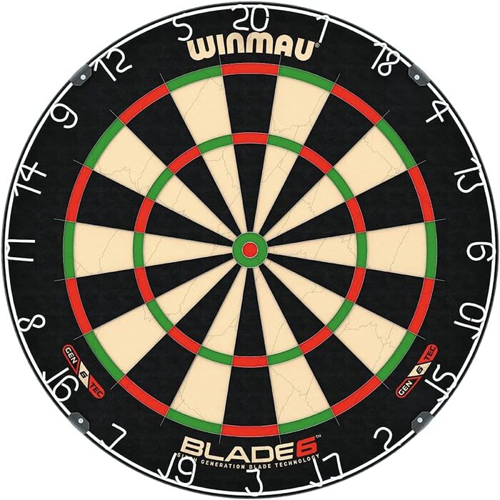 WINMAU Blade 6 професійна класична дротяна дартс-дошка з набором аксесуарів (2 комплекти дротиків)