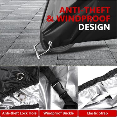 Водонепроникна захисна накидка для мотоцикла Motorrad, 210D, UV-захист, зимова, для моторолерів, ролерів, мопедів (245x105x125 см) (Чорний, L(200x90x100 см))