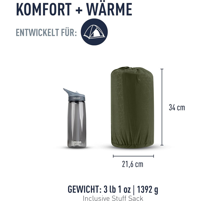 Килимок для кемпінгу Sea to Summit Camp Pro Sef Infating - великий, 198x64 см, зелений, з набором для ремонту та насосом