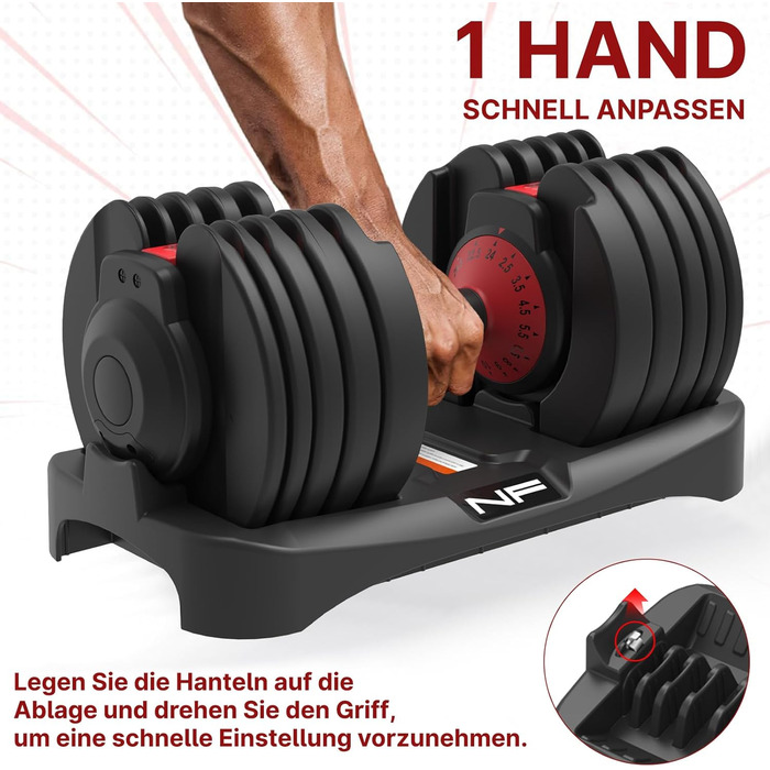 Регульовані гантелі 24 кг з антиковзним покриттям для фітнесу та тренувань вдома