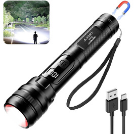 Тактична ліхтарик ASORT 990000 Lumen, USB, Zoom, IP67, 10 режимів, для дому, відпочинку, надзвичайних ситуацій