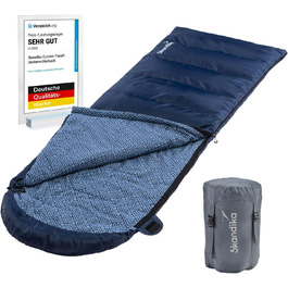 Спальний мішок Skandika Dundee Flanell: бавовна, преміум-якість, з'єднується, двомісний, 3 сезони, до -20°C, 220 x 80/160 см, Outdoor, Indigo, для кемпінгу