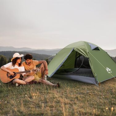 Намет Night Cat Camping 2-місний, водонепроникний, легкий, 3 сезони, з тамбуром, компактний, зелений