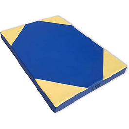 Гімнастичний мат NiroSport 100x70x8 см, жовто-синій, водонепроникний, м'який, для спорту, фітнесу та тренувань