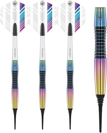 Дротики для дартсу WINMAU Elektra 18 г вольфрамові Softip, професійний набір з оперенням та стрижнями