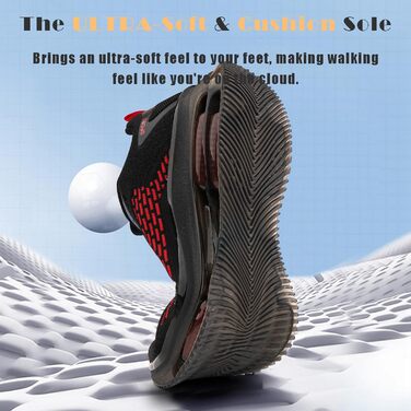 Кросівки Hitmars для чоловіків з повітряною подушкою, розмір 39-48 (сітка, чорний/червоний)