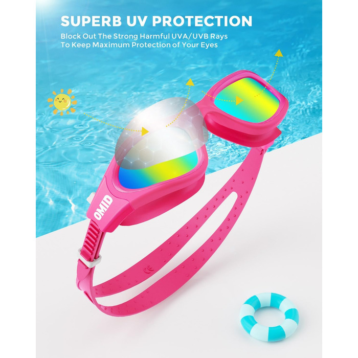 Дитячі окуляри для плавання OMID P2mini з поляризацією, комфортні для дітей 6-14 років (P2MINI-Rose-Gold)