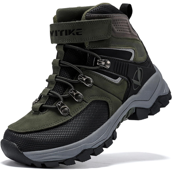 Зимові черевики для хлопчиків ASHION: снігоступи, черевики середньої висоти, утеплені, для піших прогулянок та трекінгу, бавовняні (35 EU, D Grün)