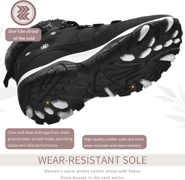 Черевики зимові жіночі ASHION. Зимове взуття, черевики для ходьби, теплі, утеплені, черевики снігові, зимові, Outdoor, Trekking, 39 EU, чорний