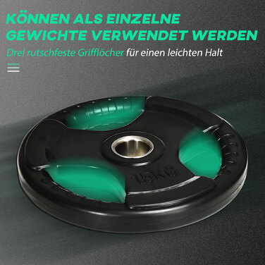 Набір гантелевих дисків SportNow, 2 шт., 15 кг кожен, з трьома ручками, захисне гумове покриття, метал.