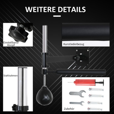 HOMCOM Спортивний волейбольний бокс, з м'ячем Speedball, обертовий відбивальний стержень, регульована висота, складаний, сталевий, 79 x 72 x 20 см