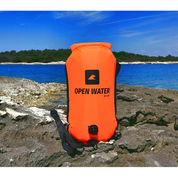 Надувна буйка OPENWATER для плавання та триатлону з рюкзаком 3-в-1, 28L, з водонепроникною сумкою