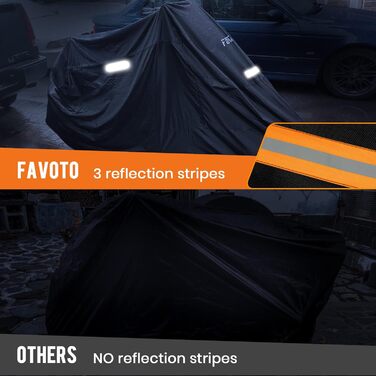 Водонепроникний чохол для мотоцикла Favoto 220x105x125cm (86.6 x 41 x 50 inch) - Захист від сонця, подряпин, спеки, з відбиваючими смугами