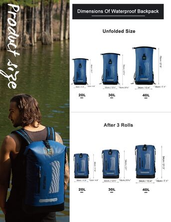 Водонепроникний рюкзак Dry Bag IDRYBAG 20/30/40L: для подорожей, каякінгу та активного відпочинку