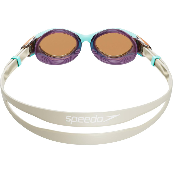 Жіночі плавальні окуляри Speedo Biofuse 2.0, антифог, антипотік, комфортна посадка, універсальний розмір, колір синій/помаранчевий/бежевий