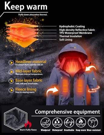 Жіноча лижна куртка GEMYSE: водонепроникна, тепла, вітрозахисна, зимова, сіра, фіолетова, XL