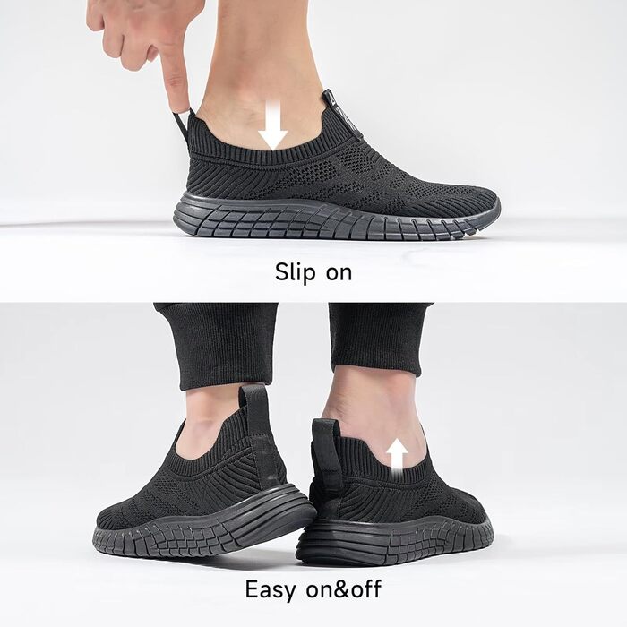 Чоловічі сліпони без шнурівки: зручні кросівки для спорту та повсякденного носіння (40 EU, чорний)