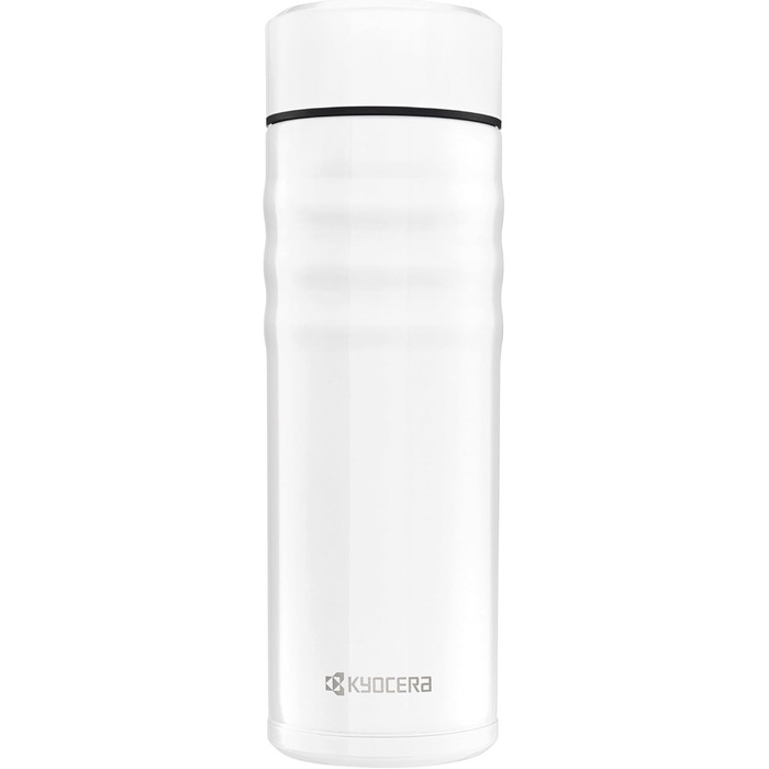 Kyocera TWIST TOP - ізольована пляшка для напоїв з керамічним покриттям, без шкідливих речовин, герметична, легка, стильна, перламутрово-біла, 500 мл