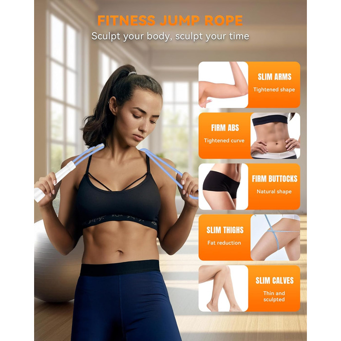 Стрибкове канат iMoebel Springseil Fitness 6 мм*3 м, ПВХ, регульований, з ABS-ручкою, для дітей та дорослих, бокс, схуднення, кросфіт (біло-блакитний)