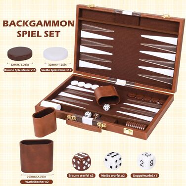 Набір шашок Cbilzxer Backgammon, 45х30 см, з кейсом з екошкіри, для дорослих та сім'ї