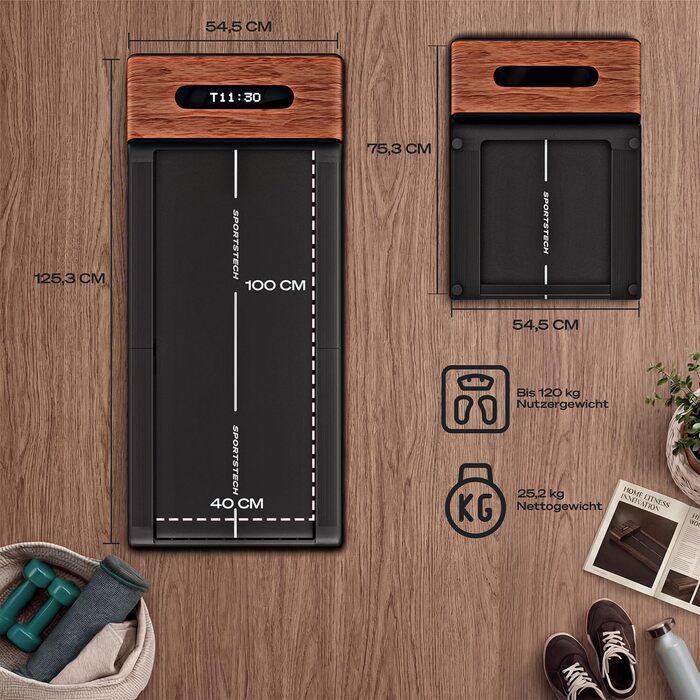 Бігова доріжка Sportstech WalkingPad Pro для дому: складана, до 8 км/год, з лічильником кроків, для офісу, 120 кг, з додатком, тиха, німецька якість