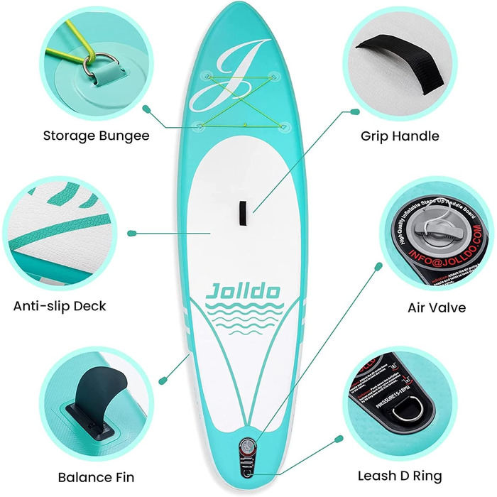 Надувна SUP-дошка Jolldo 320 см м'ятна для серфінгу