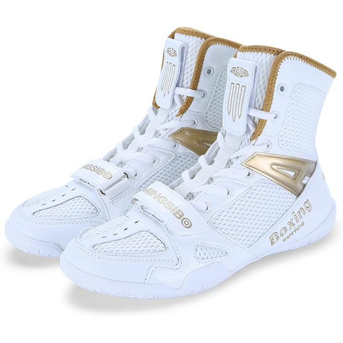 Чоловічі боксерські черевики для тренувань та фітнесу, білі (35 EU, Gold)