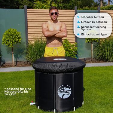 Портативна ванна для криотерапії Cold Plunge Tub — надувна ванна для холодних купань, відновлення м'язів та велнесу, чорна