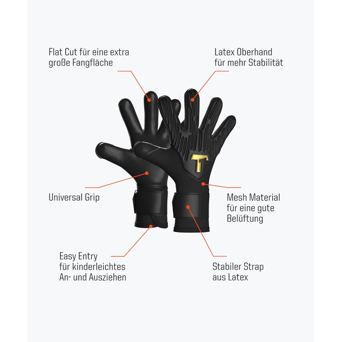 Воротарські рукавички T1TAN Rebel Junior для дітей 4-6 років, чорно-білі, розмір 4 (5-6 років)