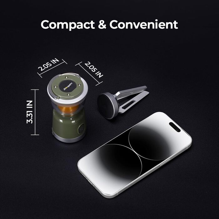 Ліхтар для кемпінгу BougeRV, акумуляторний, знімний штатив, 2700K, 400LM, IPX5, для кемпінгу, подорожей, надзвичайних ситуацій