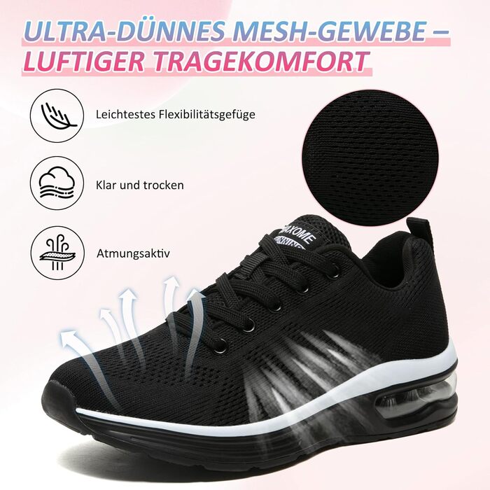 Жіночі кросівки для фітнесу та бігу Laufschuhe (42 EU, чорно-білі) з амортизацією та підтримкою стопи