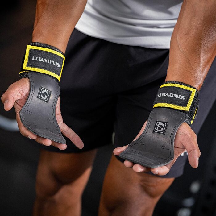 Навантажувальні ручки для тренувань Inovati: для силових вправ, кросфіту та бодібілдингу. З гелевими накладками на зап'ястя (7 мм, жовті, S)