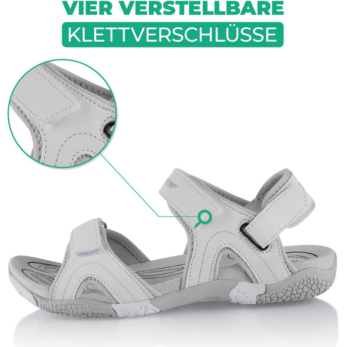 Трекінгові сандалі Fusskleidung® унісекс, біло-сірі, 45 EU, з міцною підошвою для походів та літа
