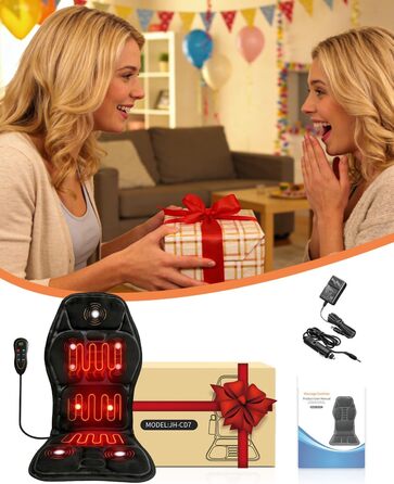 Електрична масажна подушка для спини та шиї з підігрівом та вібрацією. Масажна подушка для крісла, для дому та офісу