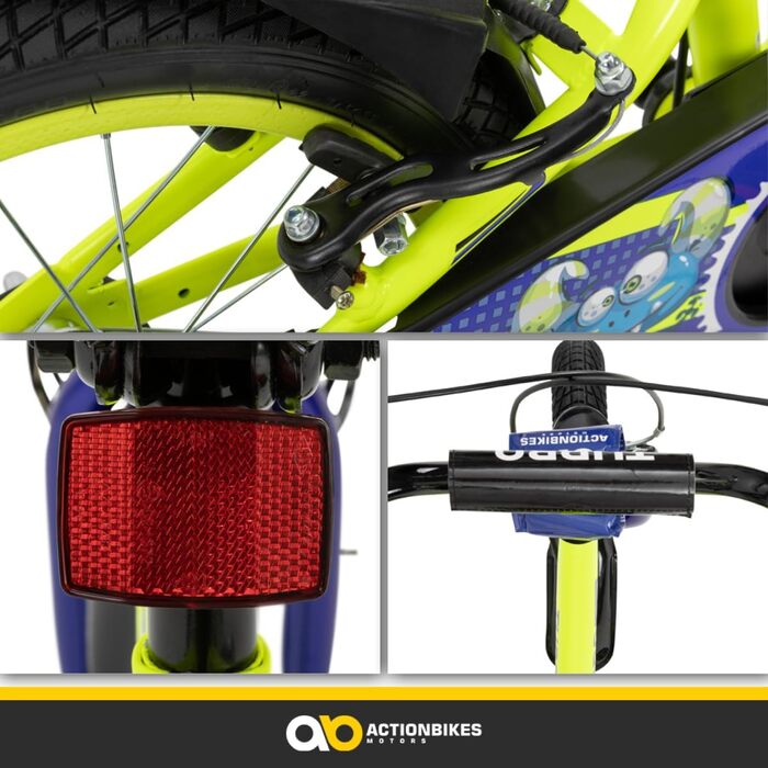 Дитяче велосипед Actionbikes Turbo 12/16 дюймів - V-Brake гальма, захистники, для дівчаток та хлопчиків (2-7 років)