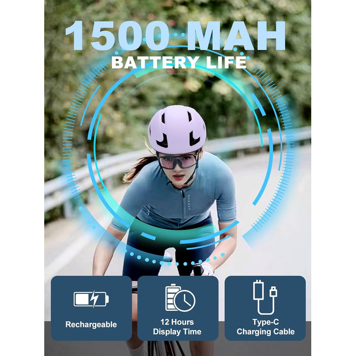 Розумний велосипедний шолом TMEOIIPY з LED-дисплеєм, USB-зарядкою та пультом керування поворотниками для чоловіків і жінок