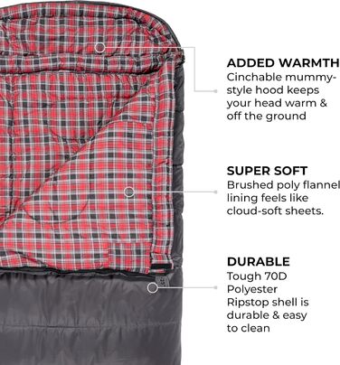 Сплячий мішок Teton Sports Celsius XL -32°C/-25°F з безкоштовним компресійним мішком, сірий (ліва блискавка)