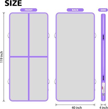 Надувний килимок для гімнастики BPB з електричним насосом. 10ft (300x100x10cm) - тренажер для акробатики, дому, спортзалу, йоги, пляжу та інших видів спорту