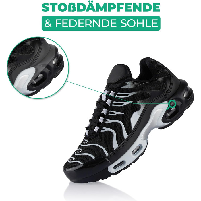 Спортивні кросівки для жінок та чоловіків, амортизація, легкі бігові кросівки (42 EU, чорний та білий)