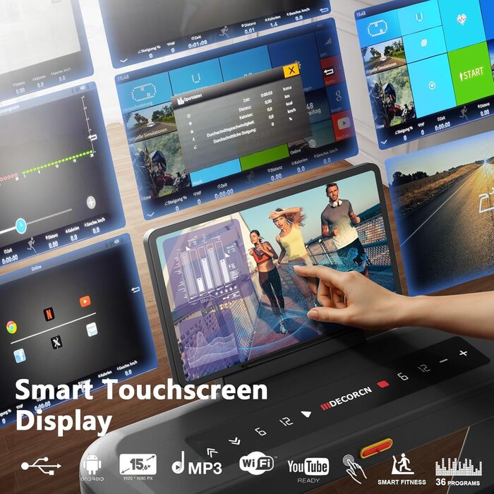 Біговий тренажер для дому Klappbar, з регулюванням нахилу, тихий мотор, велика площа для бігу, WiFi, Bluetooth, APP, німецька якість, сертифікований TÜV (G Series 10)