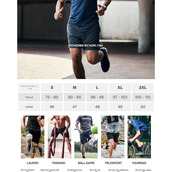 Шорти спортивні чоловічі HOPLYNN 2 шт. з кишенею на блискавці, швидковисихаючі, чорні